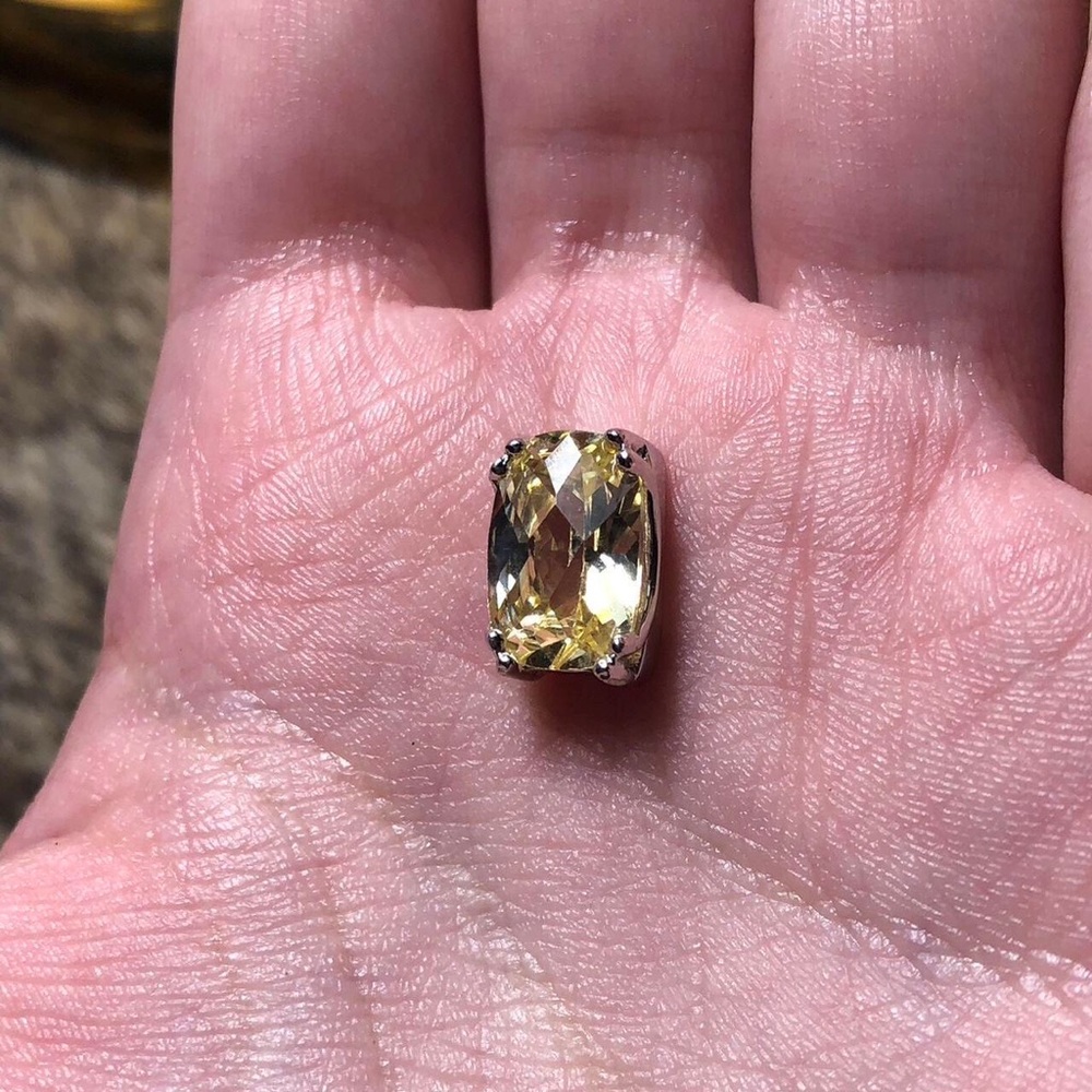 Sterling silver minimalist yellow cubic zirconium pendant